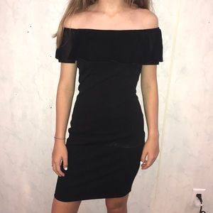 black,off shoulder and formal dress